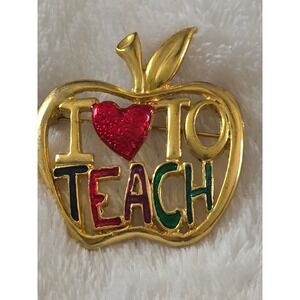 I Heart To Teach Apple Brooch Pin Teacher‎ Appreciation Gift Colorful